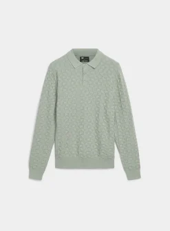 Textured geo knit polo
