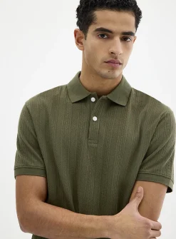 Textured jersey polo