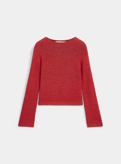 Textured knit boat-neck sweater