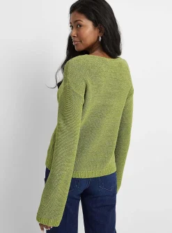 Textured knit boat-neck sweater
