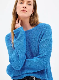 Textured knit boat-neck sweater