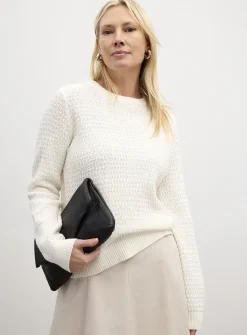 Textured reprocessed cotton sweater