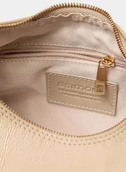 Textured-leather half-moon crossbody bag
