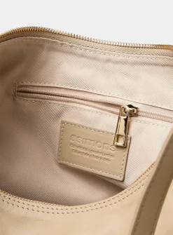 Textured-leather rounded hobo bag