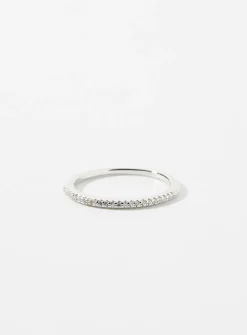 Thin silver crystal ring