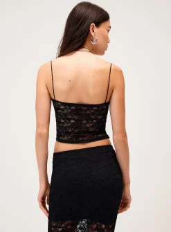 Thin strap lace cropped cami