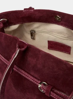 Thin-belt suede bag