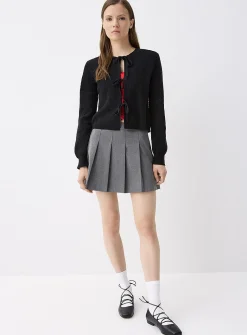 Three bows ribbed cardigan