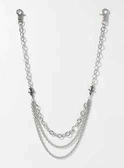 Three-row fleurs-de-lis wallet chain