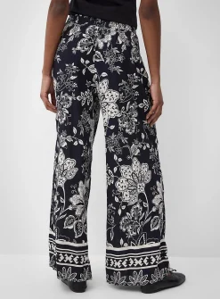 Tie ribbons printed wide-leg pant