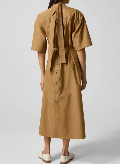 Tie-neck reversible shirtdress