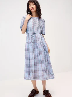 Tiered checkered maxi dress