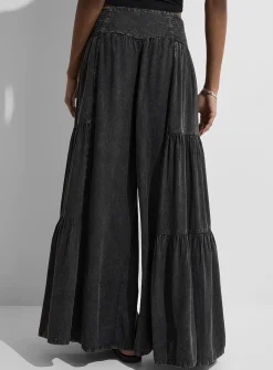 Tiered faded wide-leg pant