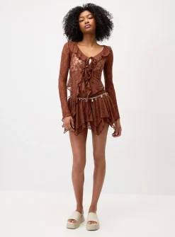 Tiered lace miniskirt