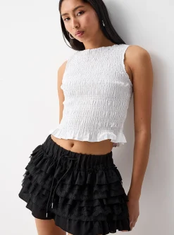 Tiered lace miniskirt