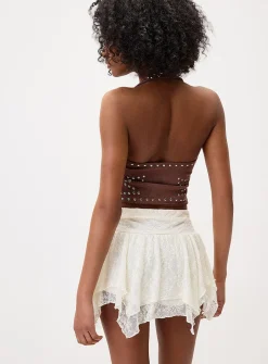 Tiered lace miniskirt