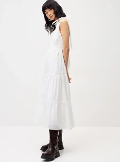 Tiered poplin maxi dress