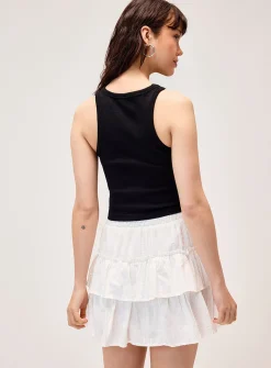 Tone-on-tone polkadots tiered miniskirt