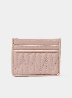 Tone-on-tone topstitched heart card holder