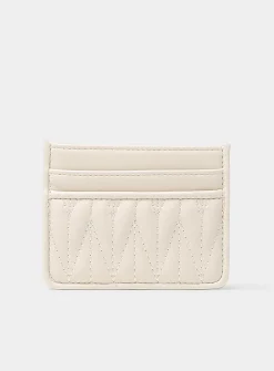 Tone-on-tone topstitched heart card holder