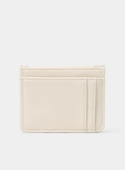 Tone-on-tone topstitched heart card holder