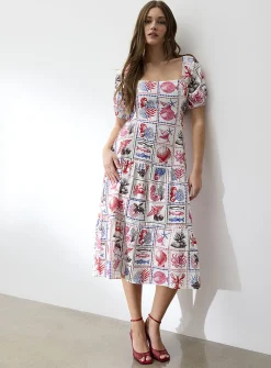 Touch of linen open-back tiered dress