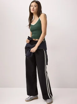 Track stripe wide-leg sweatpant