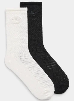 Trefoil logo openwork knit socks