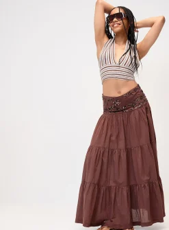 Tricolour striped knit halter cami
