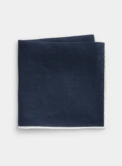 Trimmed pure linen pocket square