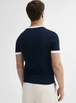Trimmed ribbed sweater