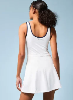Trimmed-neckline flared sports dress