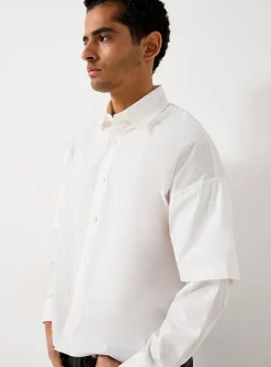 Trompe-l'oeil poplin shirt