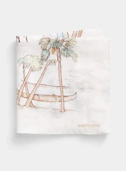 Tropical beach linen pocket square