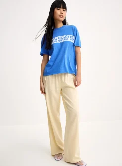Tropical print blue boxy-fit T-shirt