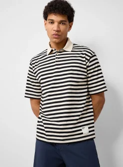 Twin-stripe jersey polo