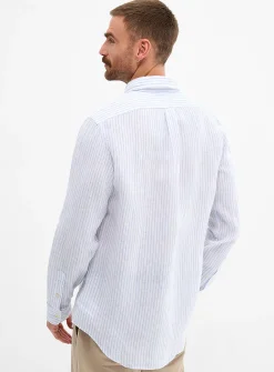 Twin-stripe pure linen shirt