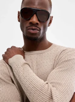 Twisted-cable silk-blend sweater