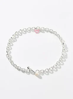 Two-ball post closure silver necklace