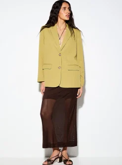 Two-button loose chartreuse blazer