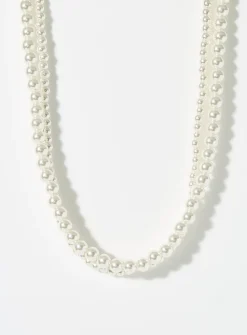 Two-row varied pearl necklace
