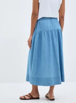 Two-tiered light denim skirt