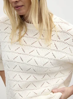 Two-tone openwork boxy-fit sweater