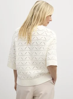 Two-tone openwork boxy-fit sweater