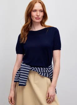 Ultra-soft ribbed boat neck sweater