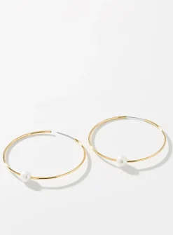 Unique large pearl hoops