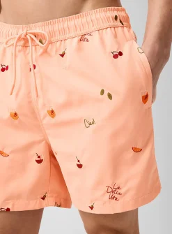 Vacation embroidery swim short