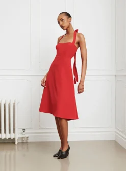 Valentina halter neckline flared dress