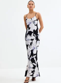 Valentina night garden satiny dress