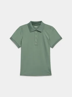 Velvety feel ribbed-trim golf polo